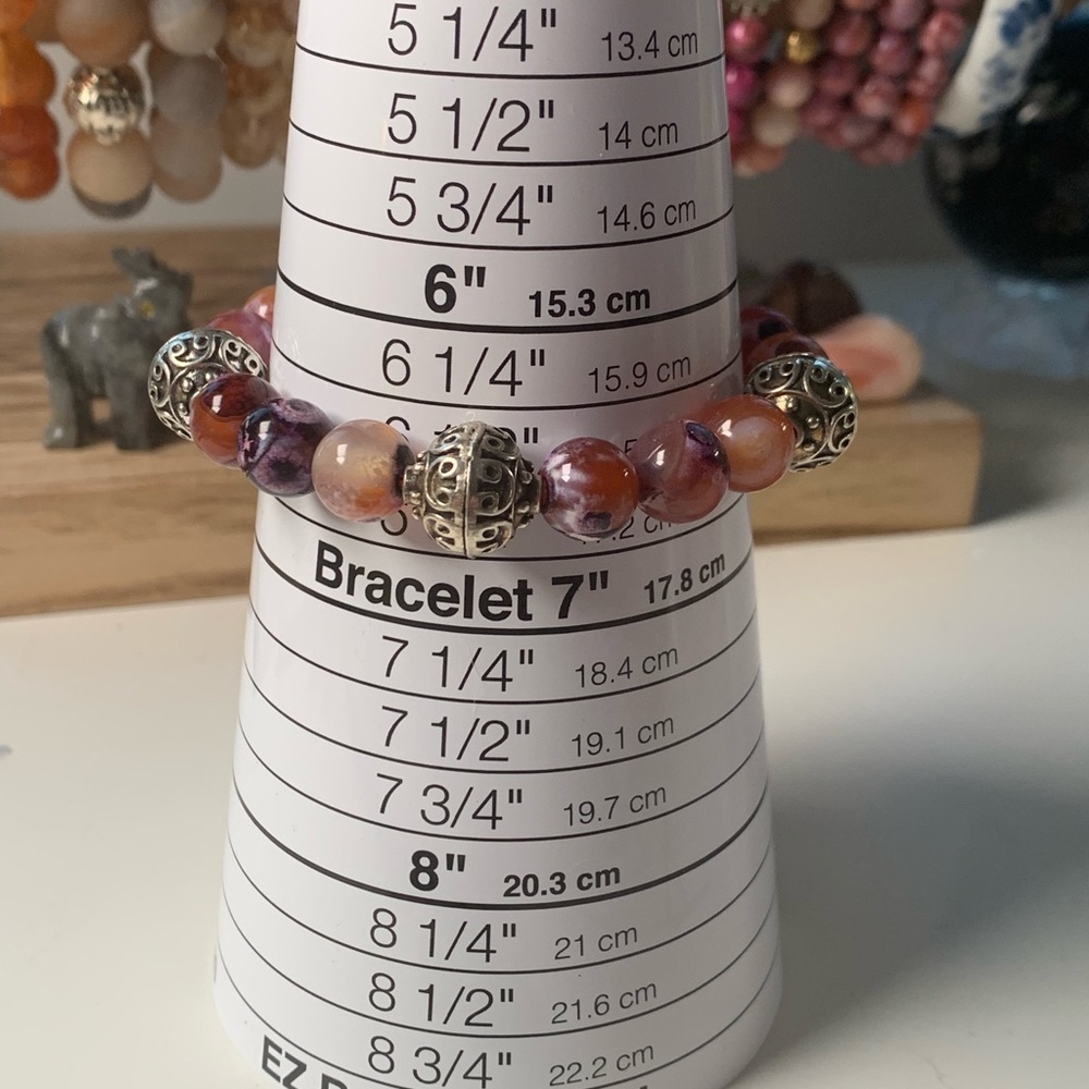 Artisan 10mm Bird of Paradise Agate Stretch Beaded Bracelet - Picture 2 of 2